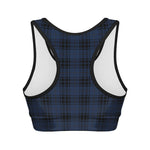Blue And Black Tartan Pattern Print Women's Sports Bra