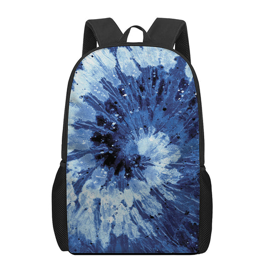 Blue And Black Tie Dye Print 17 Inch Backpack