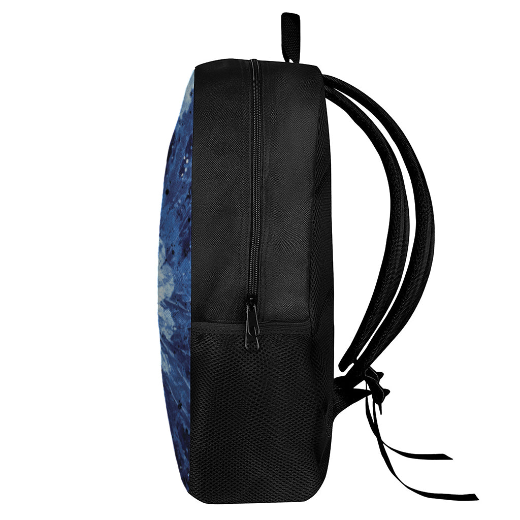Blue And Black Tie Dye Print 17 Inch Backpack