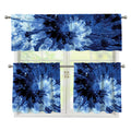 Blue And Black Tie Dye Print 3 Piece Kitchen Curtains