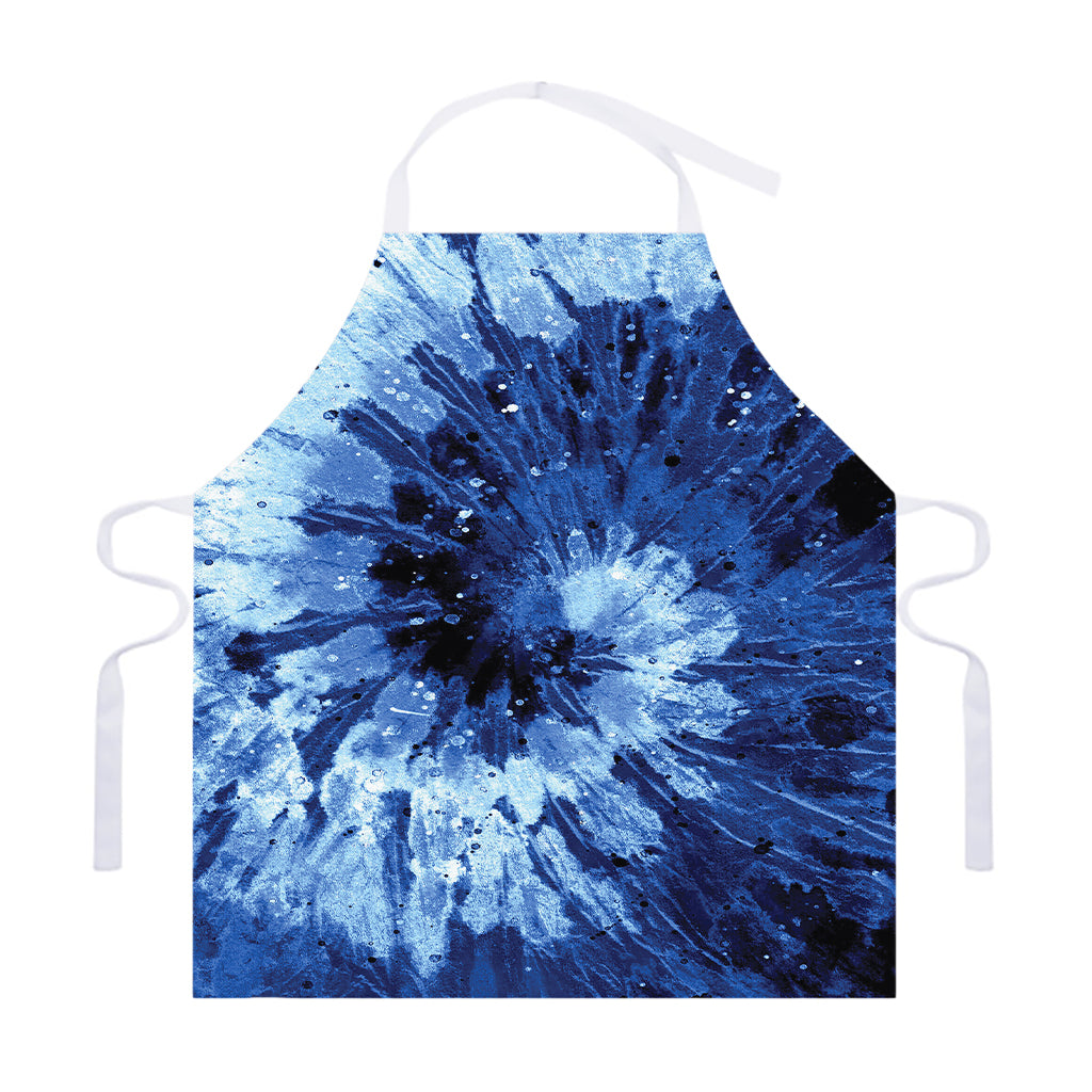 Blue And Black Tie Dye Print Adjustable Apron