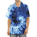 Blue And Black Tie Dye Print Aloha Shirt