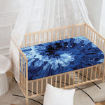 Blue And Black Tie Dye Print Baby Crib Sheet