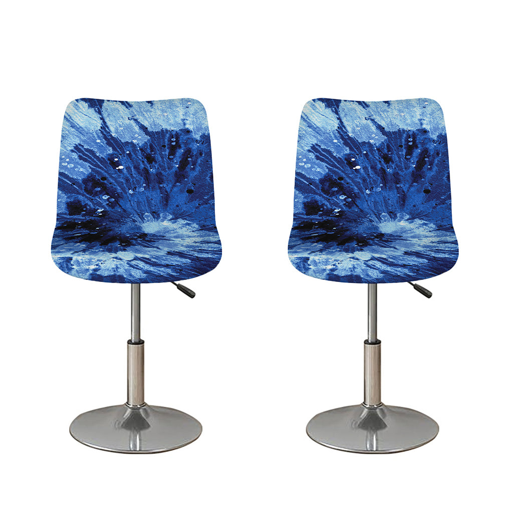 Blue And Black Tie Dye Print Bar Stool Covers