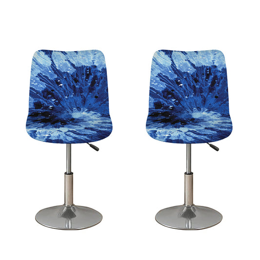 Blue And Black Tie Dye Print Bar Stool Covers