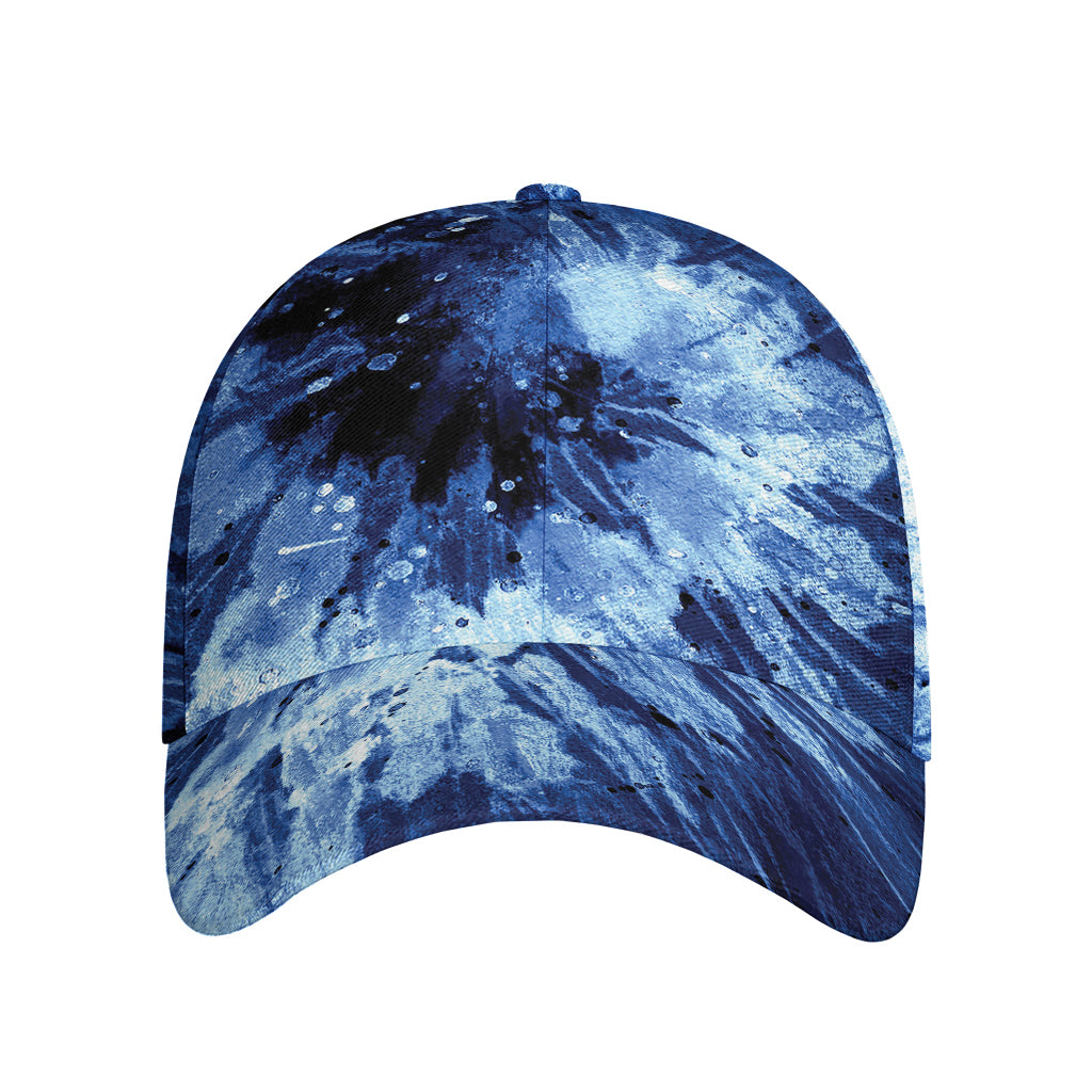 Blue And Black Tie Dye Print Baseball Cap