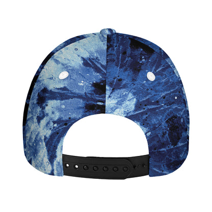 Blue And Black Tie Dye Print Baseball Cap