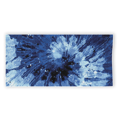 Blue And Black Tie Dye Print Beach Towel