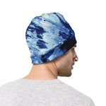 Blue And Black Tie Dye Print Beanie