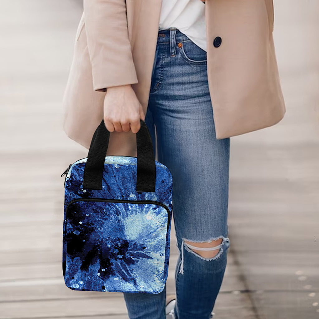 Blue And Black Tie Dye Print Bible Tote Bag