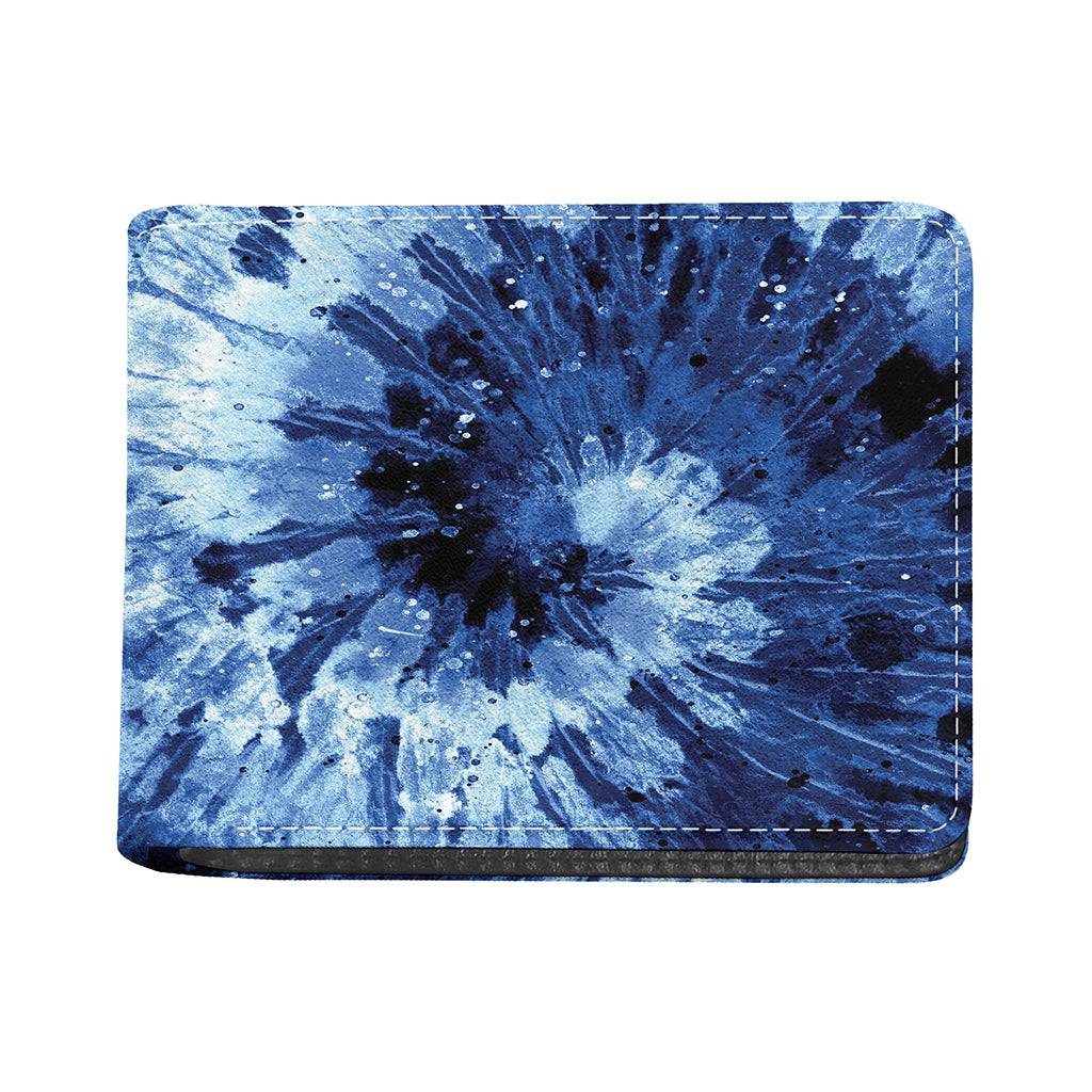 Blue And Black Tie Dye Print Bifold Wallet