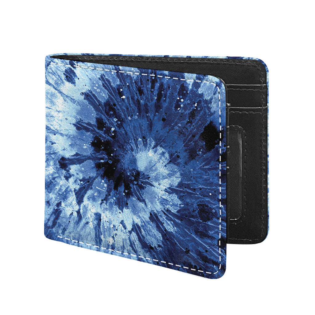 Blue And Black Tie Dye Print Bifold Wallet