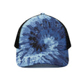 Blue And Black Tie Dye Print Black Mesh Trucker Hat