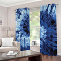 Blue And Black Tie Dye Print Dimout Grommet Curtains
