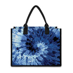 Blue And Black Tie Dye Print Canvas Tote Bag