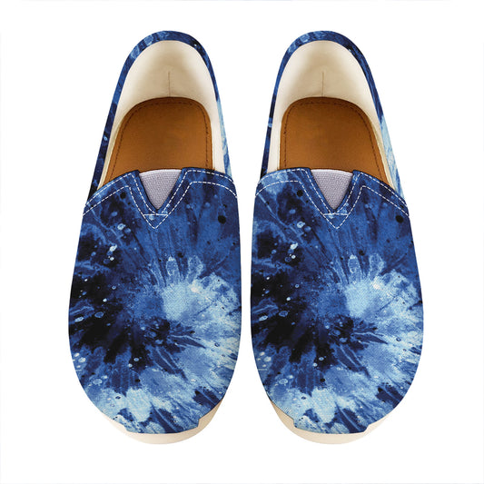 Blue And Black Tie Dye Print Casual Shoes
