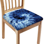 Blue And Black Tie Dye Print Chair Cushion Cover