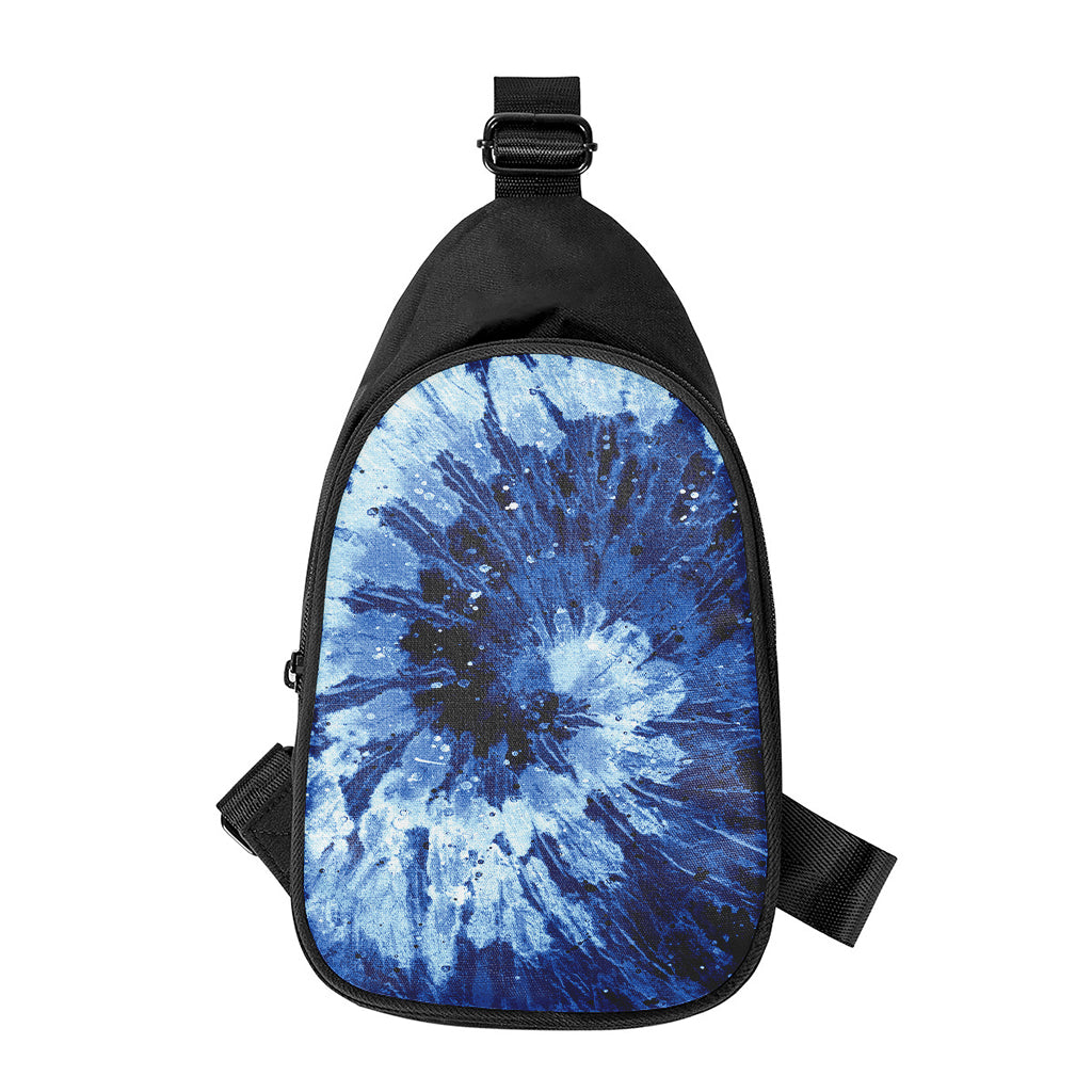 Blue And Black Tie Dye Print Chest Bag