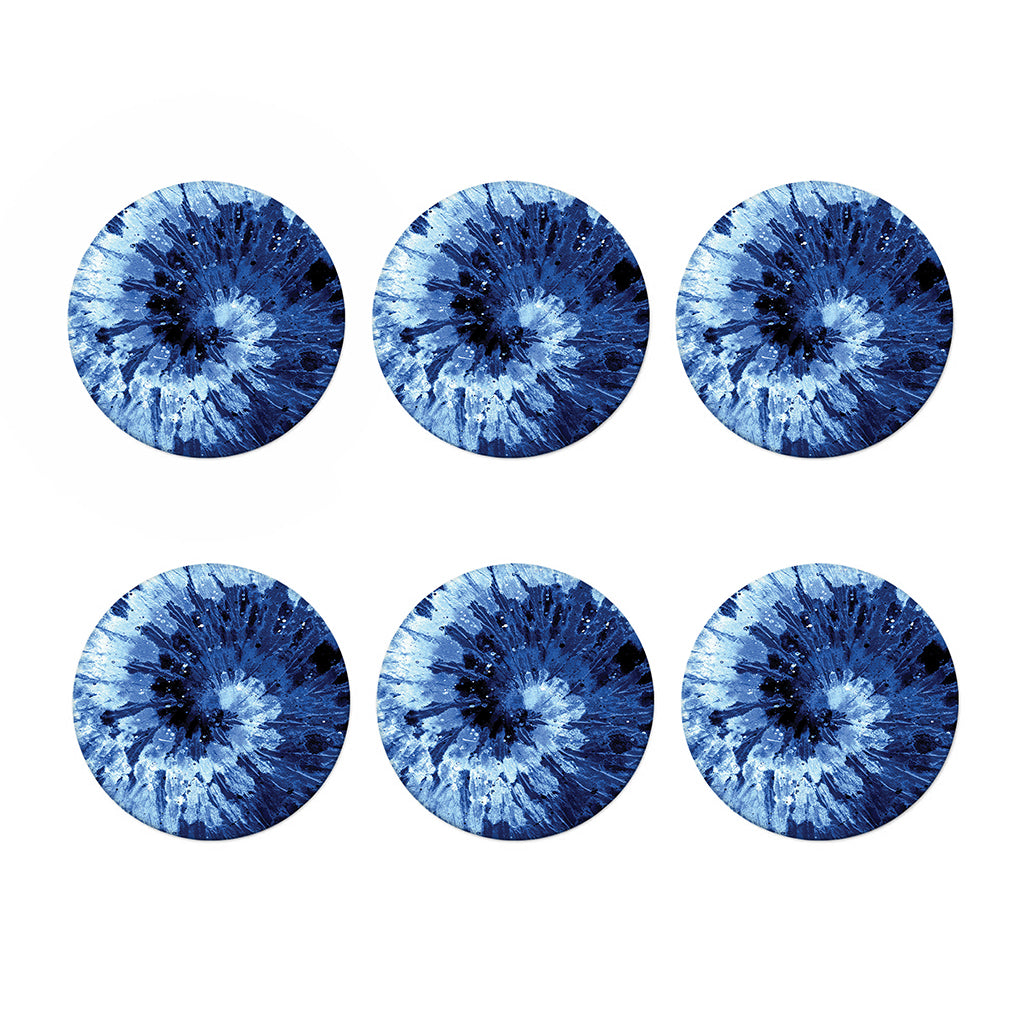 Blue And Black Tie Dye Print Coaster Set