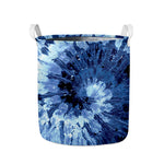 Blue And Black Tie Dye Print Collapsible Laundry Basket