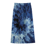 Blue And Black Tie Dye Print Cotton Front Slit Maxi Skirt
