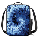 Blue And Black Tie Dye Print Crossbody Lunch Bag