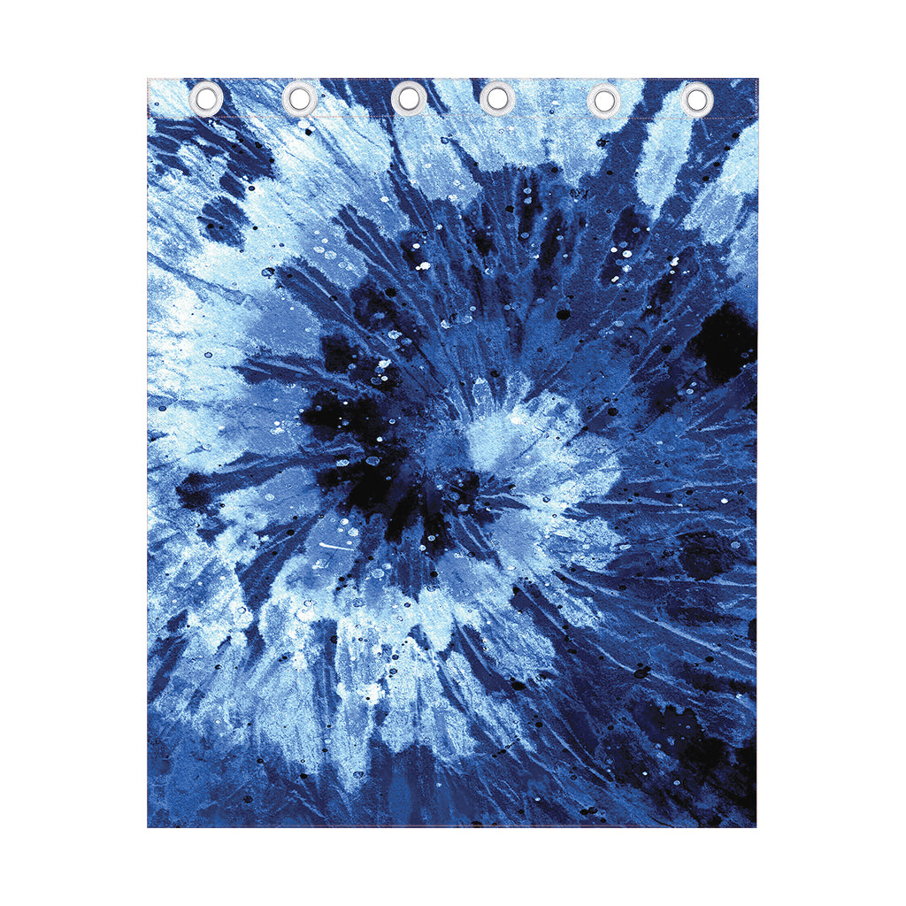 Blue And Black Tie Dye Print Curtain