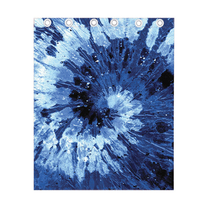 Blue And Black Tie Dye Print Curtain