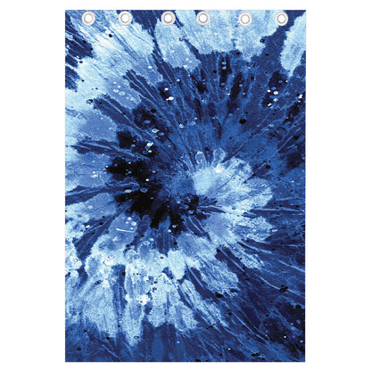 Blue And Black Tie Dye Print Curtain