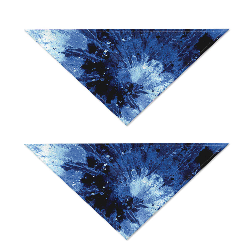 Blue And Black Tie Dye Print Dog Bandana