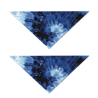 Blue And Black Tie Dye Print Dog Bandana