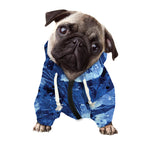 Blue And Black Tie Dye Print Dog Zip Up Hoodie