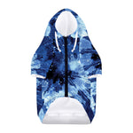 Blue And Black Tie Dye Print Dog Zip Up Hoodie