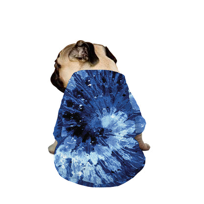 Blue And Black Tie Dye Print Dog Zip Up Jacket