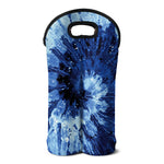Blue And Black Tie Dye Print Double Neoprene Wine Tote