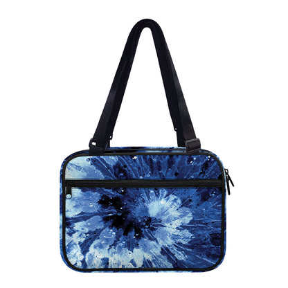 Blue And Black Tie Dye Print Double Strap Bible Bag