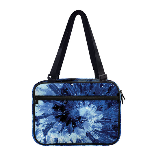 Blue And Black Tie Dye Print Double Strap Bible Bag