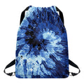 Blue And Black Tie Dye Print Drawstring Backpack