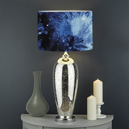 Blue And Black Tie Dye Print Drum Lamp Shade