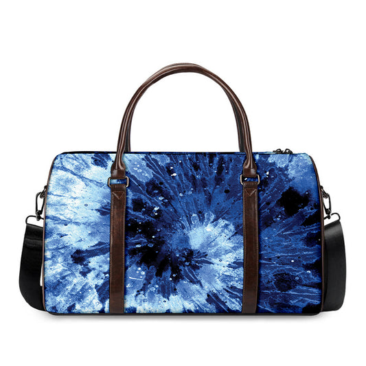Blue And Black Tie Dye Print Duffle Bag