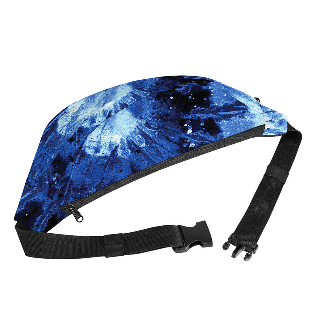 Blue And Black Tie Dye Print Fanny Pack