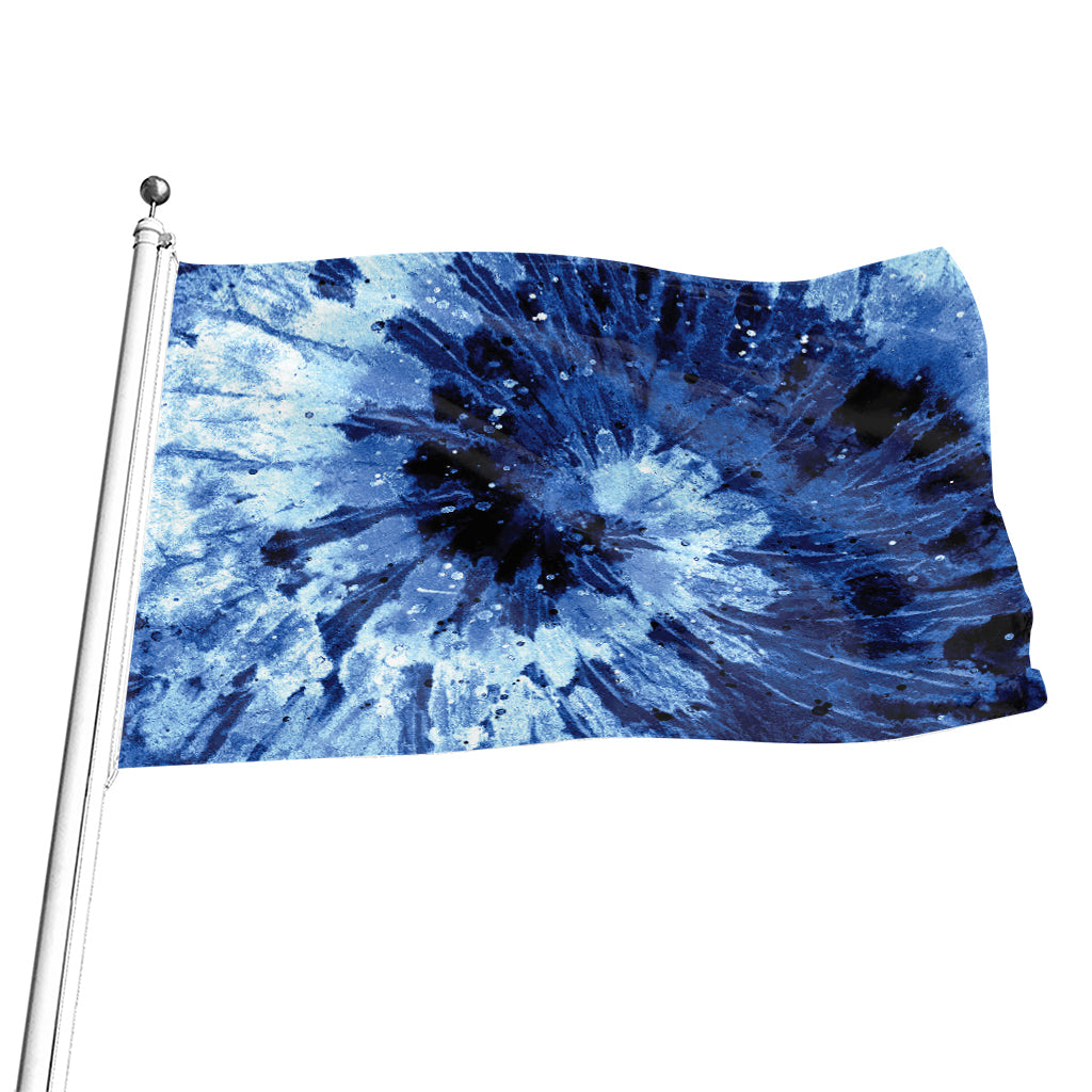 Blue And Black Tie Dye Print Flag