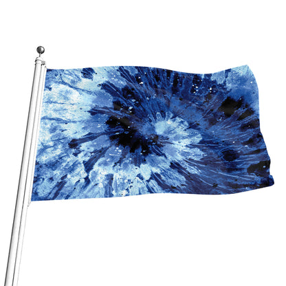Blue And Black Tie Dye Print Flag