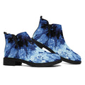 Blue And Black Tie Dye Print Flat Ankle Boots