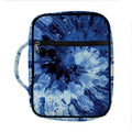 Blue And Black Tie Dye Print Front Pocket Bible Bag
