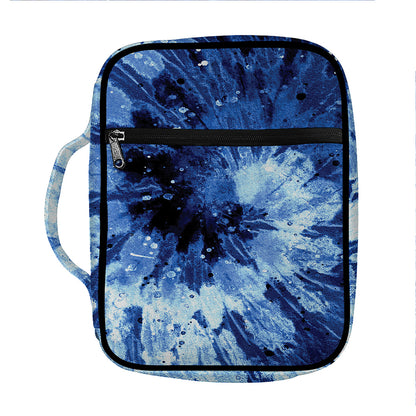 Blue And Black Tie Dye Print Front Pocket Bible Bag