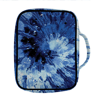 Blue And Black Tie Dye Print Front Pocket Bible Bag