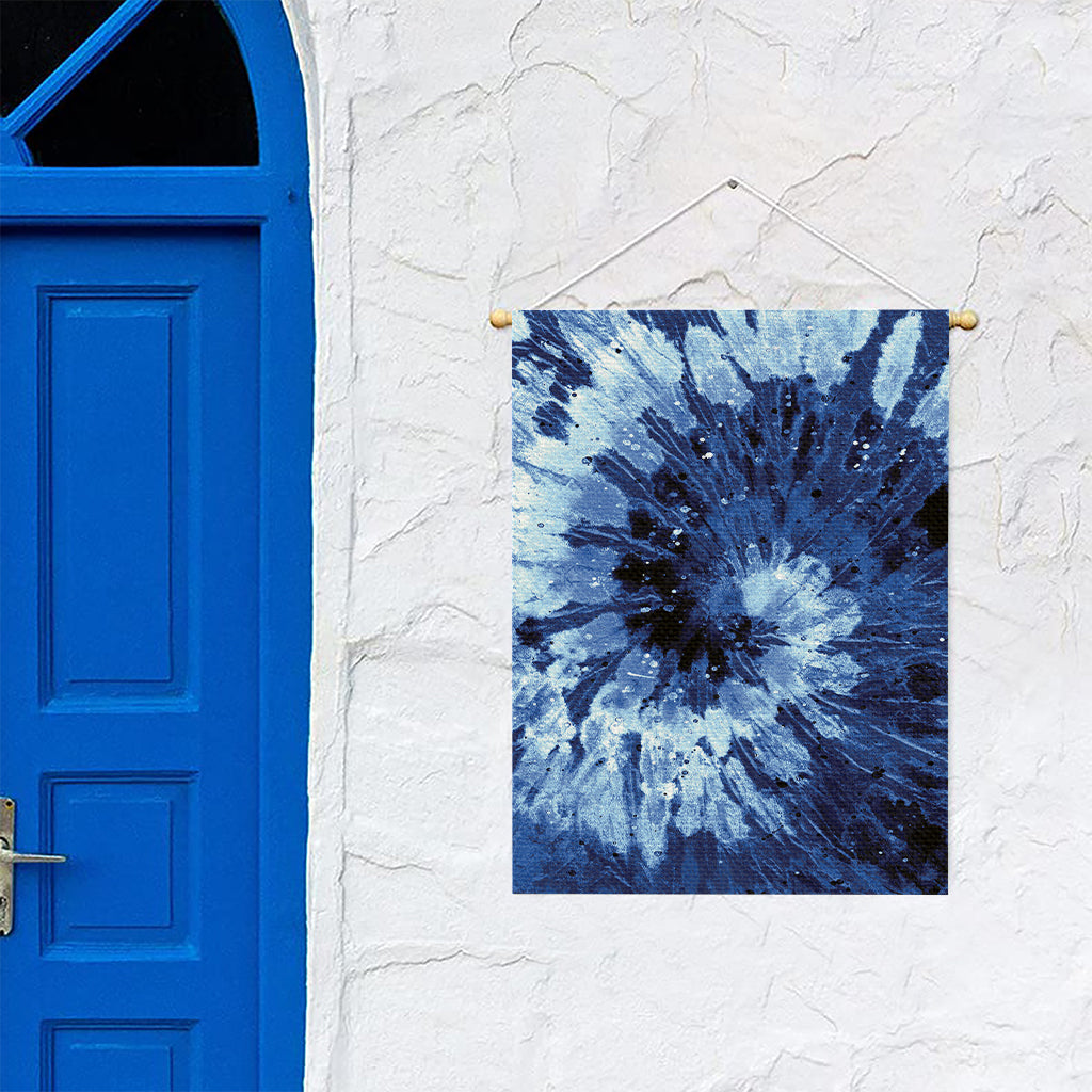 Blue And Black Tie Dye Print Garden Flag