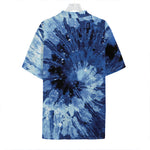 Blue And Black Tie Dye Print Hawaiian Shirt