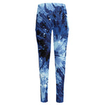Blue And Black Tie Dye Print High-Waisted Pocket Leggings